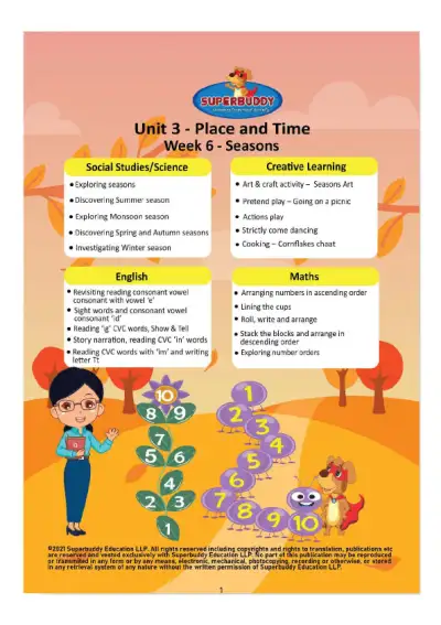First page of KG Unit 3 Week 6 — Seasons